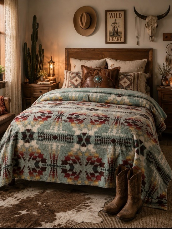 Pendleton Other - Pendleton Teal, Rust & Cream Southwestern Plush Throw Blanket